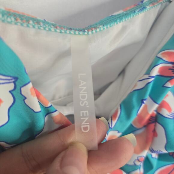 Lands' End Wrap Underwire Tankini Top Women's Bust Support Floral Size 16D - Picture 2 of 7